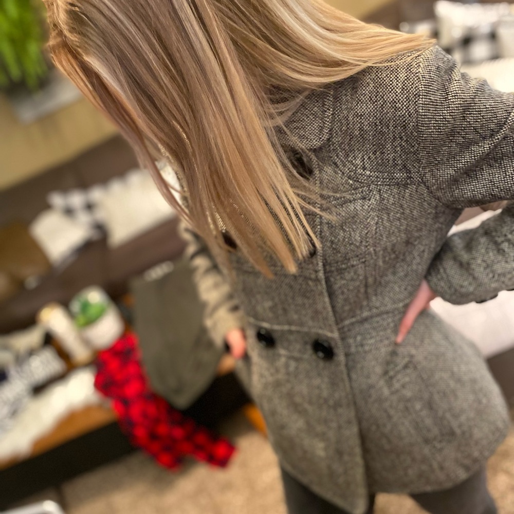 Tweed black and white pea coat